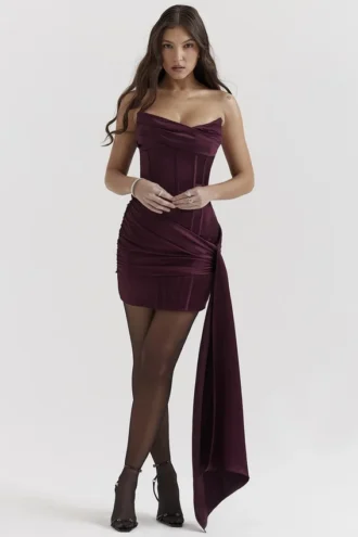 Loubella Mulberry strapless korsetten-jurk