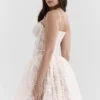 Louisa Vintage crèmekleurige kanten mini-jurk
