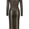 Loula zwarte midi-jurk met diep decolleté
