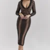 Loula zwarte midi-jurk met diep decolleté