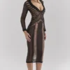 Loula zwarte midi-jurk met diep decolleté