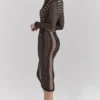 Loula zwarte midi-jurk met diep decolleté