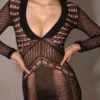 Loula zwarte midi-jurk met diep decolleté