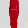 Lourdes Scarlet maxi-rok van kasjmiermix