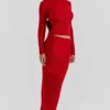 Lourdes Scarlet maxi-rok van kasjmiermix