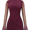 Lucasta Mulberry mini-jurk met plooien