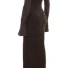 Lucena Espresso gebreide off-shoulder jurk