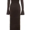 Lucena Espresso gebreide off-shoulder jurk