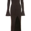 Lucena Espresso gebreide off-shoulder jurk