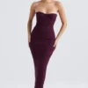 Lucia Grape strapless korset maxi-jurk