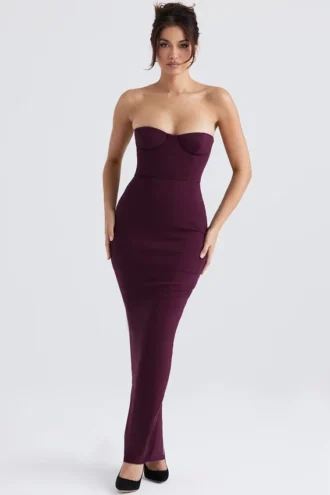 Lucia Grape strapless korset maxi-jurk
