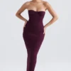 Lucia Grape strapless korset maxi-jurk