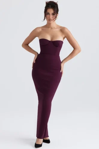 Lucia Grape strapless korset maxi-jurk