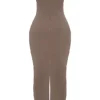 Lucia Taupe strapless korset maxi-jurk