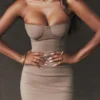 Lucia Taupe strapless korset maxi-jurk