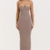 Lucia Taupe strapless korset maxi-jurk