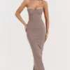 Lucia Taupe strapless korset maxi-jurk