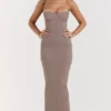 Lucia Taupe strapless korset maxi-jurk