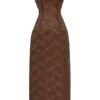 Lucianna Espresso kanten maxi-jurk
