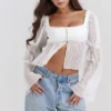 Lucie witte geplooide top