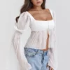 Lucie witte geplooide top