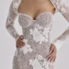 Lucienne ivoorkleurige maxi-jurk met geborduurd kant – Limited Edition