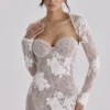 Lucienne ivoorkleurige maxi-jurk met geborduurd kant – Limited Edition