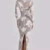 Lucienne ivoorkleurige maxi-jurk met geborduurd kant – Limited Edition