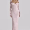 Lucienne roze kanten maxi-jurk