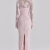Lucienne roze kanten maxi-jurk