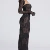 Lucienne zwarte kanten maxi-jurk – Limited Edition