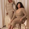 Lucille Camel Fuzzy Maxi-jurk