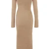 Lucille Camel Fuzzy Maxi-jurk