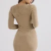 Lucille Camel Fuzzy Maxi-jurk