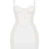 Lucinda witte mini-jurk met gerimpeld Korsetten