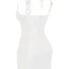 Lucinda witte mini-jurk met gerimpeld Korsetten