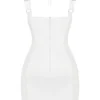 Lucinda witte mini-jurk met gerimpeld Korsetten
