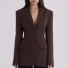 Luella chocoladebruine crêpe blazer met zandloperfiguur