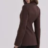 Luella chocoladebruine crêpe blazer met zandloperfiguur