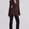 Luella chocoladebruine crêpe blazer met zandloperfiguur