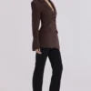 Luella chocoladebruine crêpe blazer met zandloperfiguur
