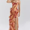 Lumira Sunset Swirl Print Ruffle Cut Out Maxi-jurk