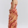 Lumira Sunset Swirl Print Ruffle Cut Out Maxi-jurk