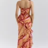 Lumira Sunset Swirl Print Ruffle Cut Out Maxi-jurk