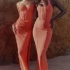 Carmella Coral Maxi-jurk met handgeborduurde versieringen