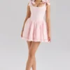 Lyla Roze Stretch Katoenen Mini-jurk