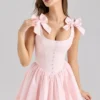 Lyla Roze Stretch Katoenen Mini-jurk
