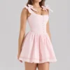 Lyla Roze Stretch Katoenen Mini-jurk