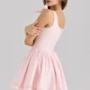 Lyla Roze Stretch Katoenen Mini-jurk