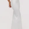 Lyra witte katoenen maxi-rok met V-rug en drapering